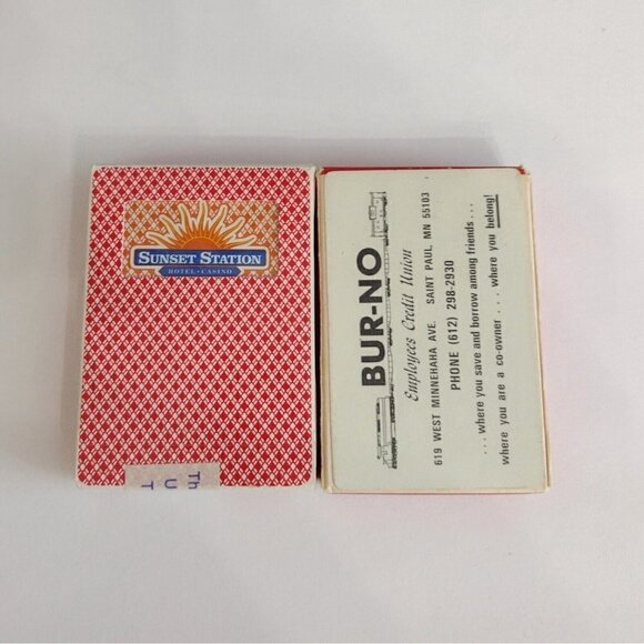 Vintage Set Of Playing Cards Bur-No Credit Union Aristocrat Sunset Station - Picture 2 of 3